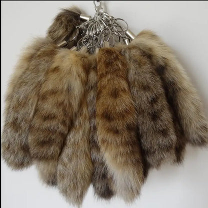 Leopard Fox Tail Fur Keychains