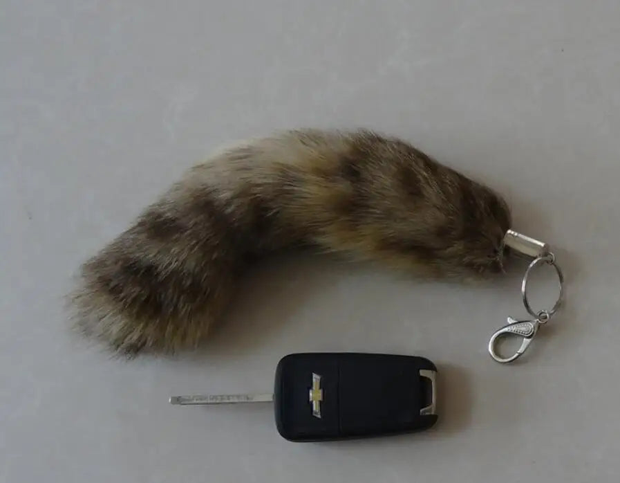 Leopard Fox Tail Fur Keychains