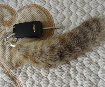 Leopard Fox Tail Fur Keychains