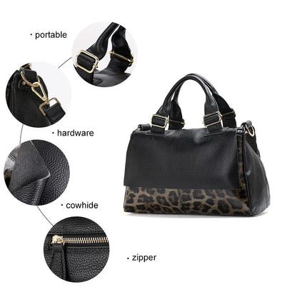 Aidrani Classic Leopard Pattern Genuine Leather Bag