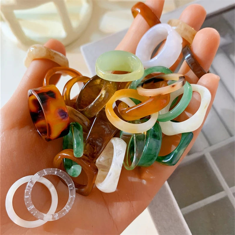 30 piece Bohemian retro acrylic resin ring set