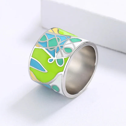 Green Epoxy Leaf Shape Ring