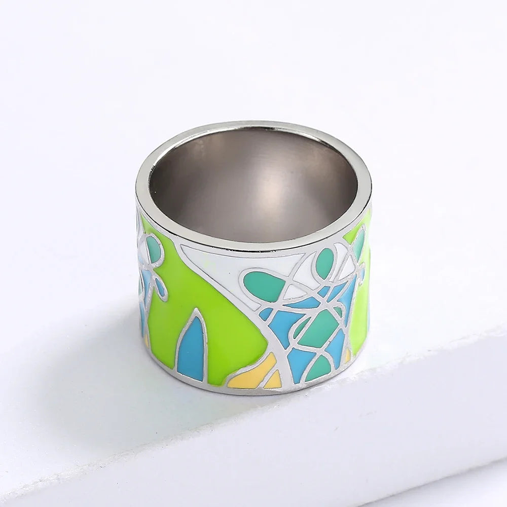 Green Epoxy Leaf Shape Ring